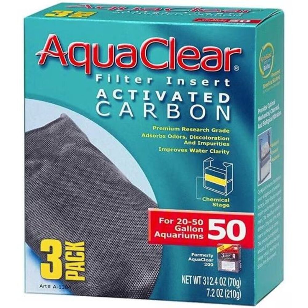 Activated Carbon Filter Insert for AquaClear 50 - 3 pk